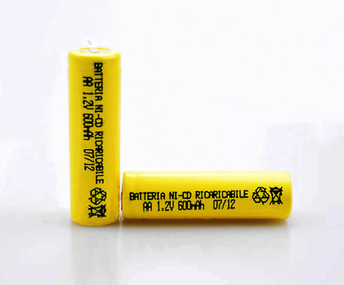 PVC AA600mAh батареи CD Ni 16.6g 1,2 v перезаряжаемые желтый
